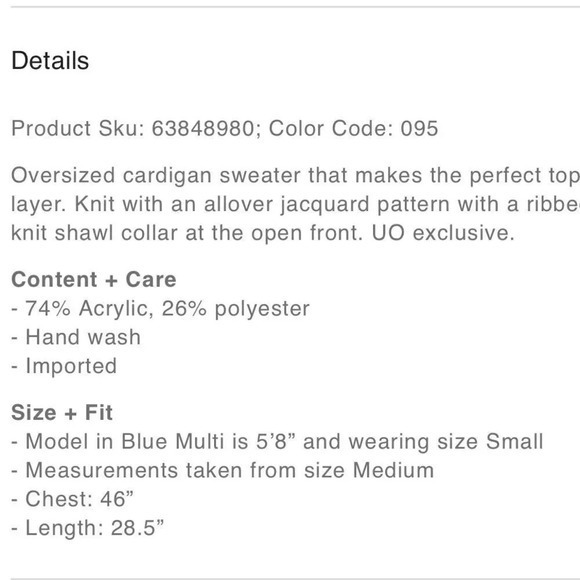 BDG Urban Outfitters Kolbie Open Front House Print Cozy Comfy XS New‎ $148 - Picture 12 of 14